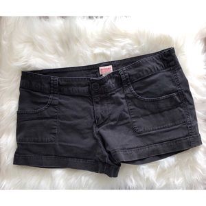 Black cargo style short shorts